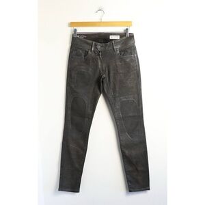 G-Raw Restored Denim Lynn Zip Jeans Mid Skinny W28 L30 charcoal black distressed